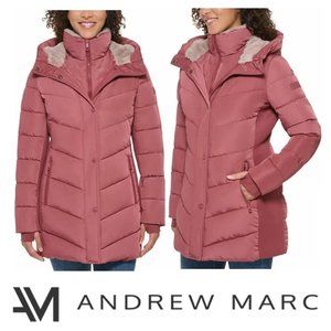 NWT Andrew Marc Fixed Bib with Zipper Closure Walker Jacket, Pink (Terra Rose)